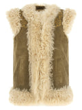 Etro Shearling & Suede Vest — Olive