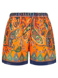 Etro Floral Paisley-Print Ramie Shorts — Orange