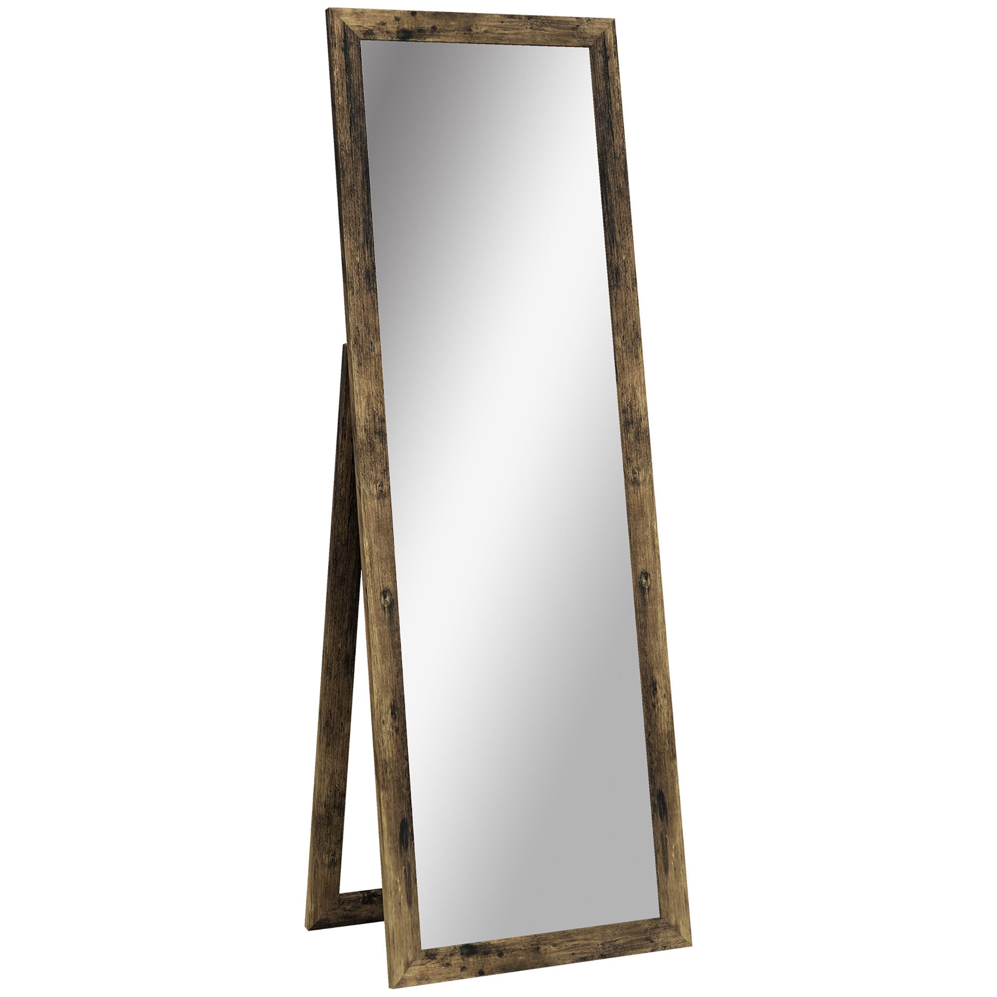 58" x 20" Full Length Mirror, Rectangular Floor Standing Mirror for Bedroom, Rustic Brown