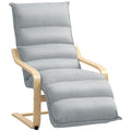 Velvet Accent Chair with Footrest and Wood Frame, Light Grey for Living Room