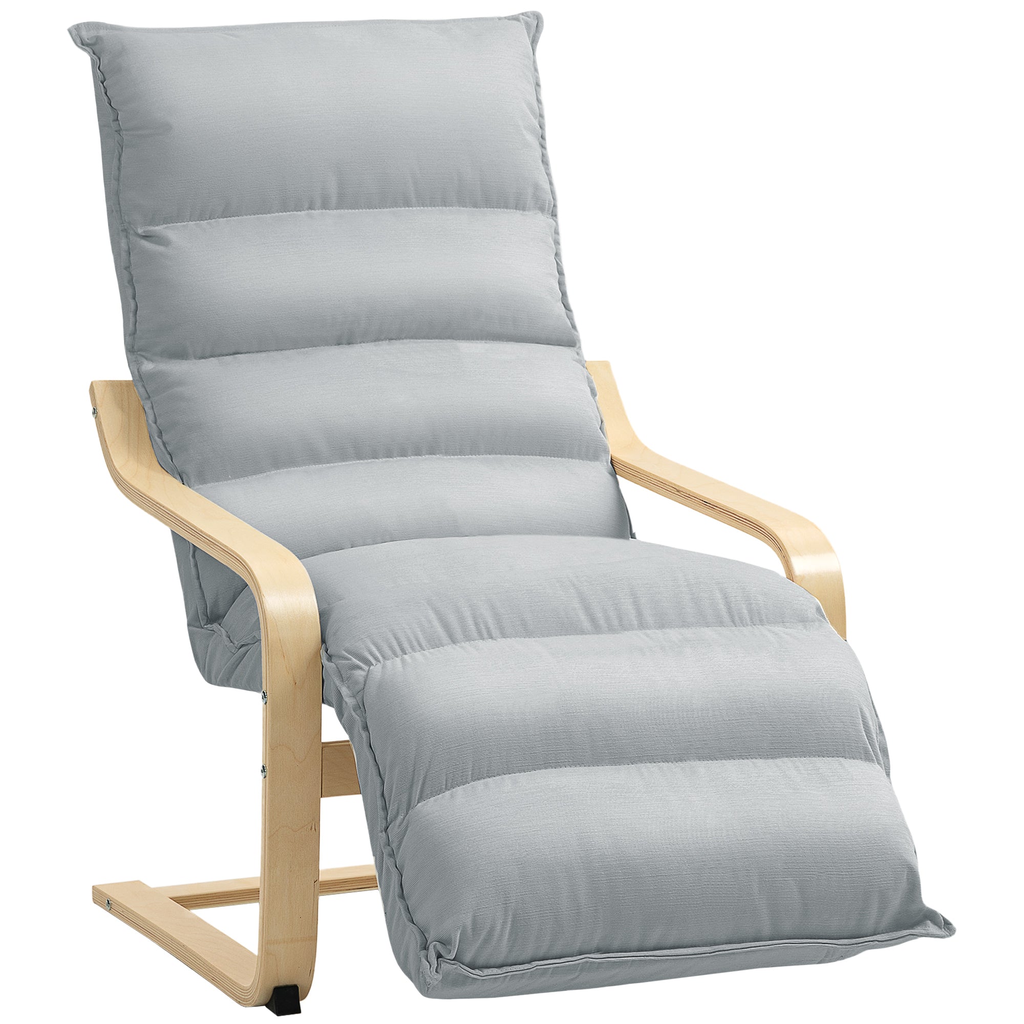Velvet Accent Chair with Footrest and Wood Frame, Light Grey for Living Room