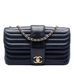 CC Horizontal Quilted Lambskin Double Flap