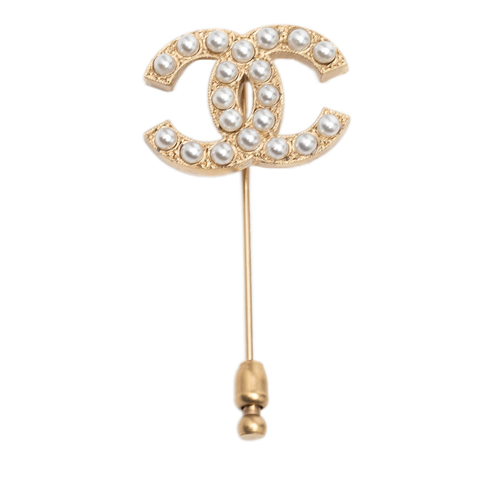 CC Gold Plated Faux Pearl Pin Brooch