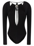 Marine Serre Cut-Out Stretch Viscose Bodysuit — Black