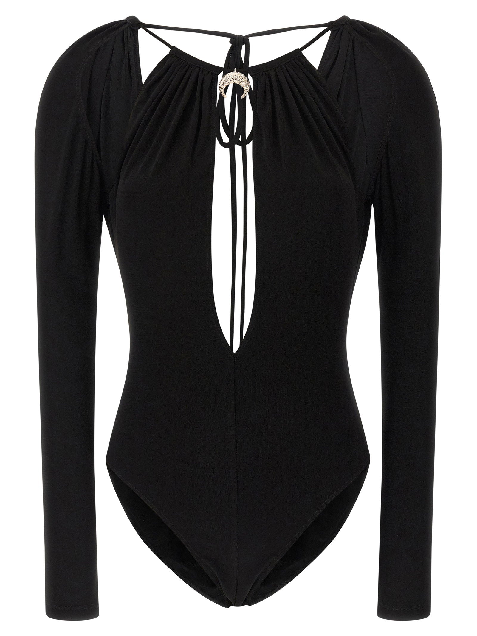 Marine Serre Cut-Out Stretch Viscose Bodysuit — Black