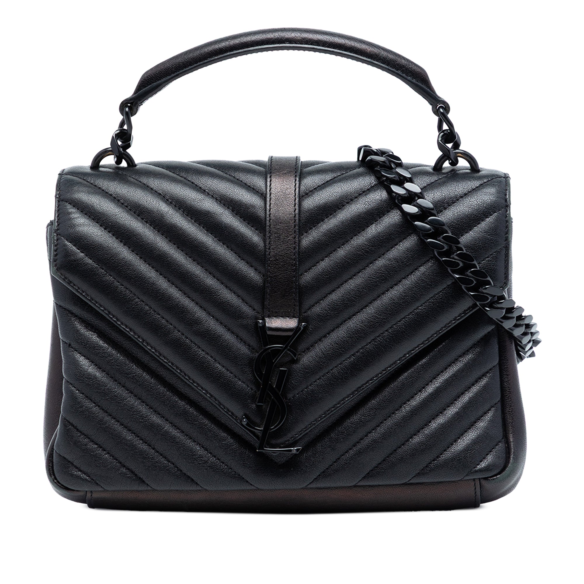 Medium Chevron Sheepskin  Monogram Monochrome College Bag