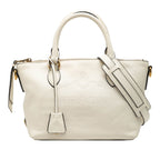 Small Embossed Glace Calf Logo Convertible Satchel