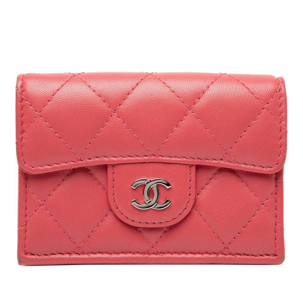 CC Quilted Lambskin Compact Flap Wallet