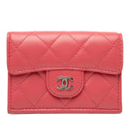 CC Quilted Lambskin Compact Flap Wallet
