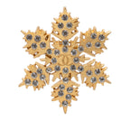 CC Gold Plated Crystal Snowflake Pin Brooch