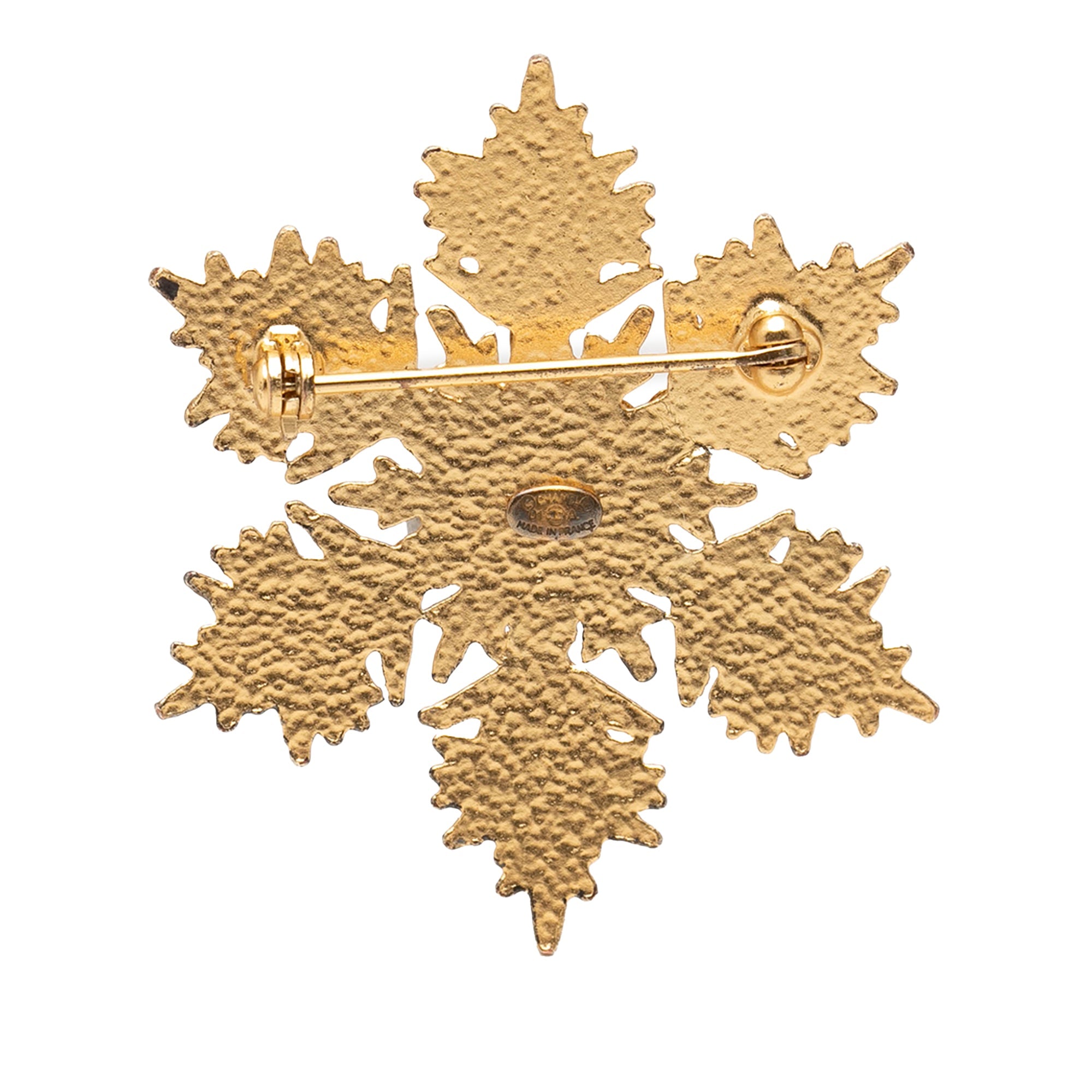 CC Gold Plated Crystal Snowflake Pin Brooch
