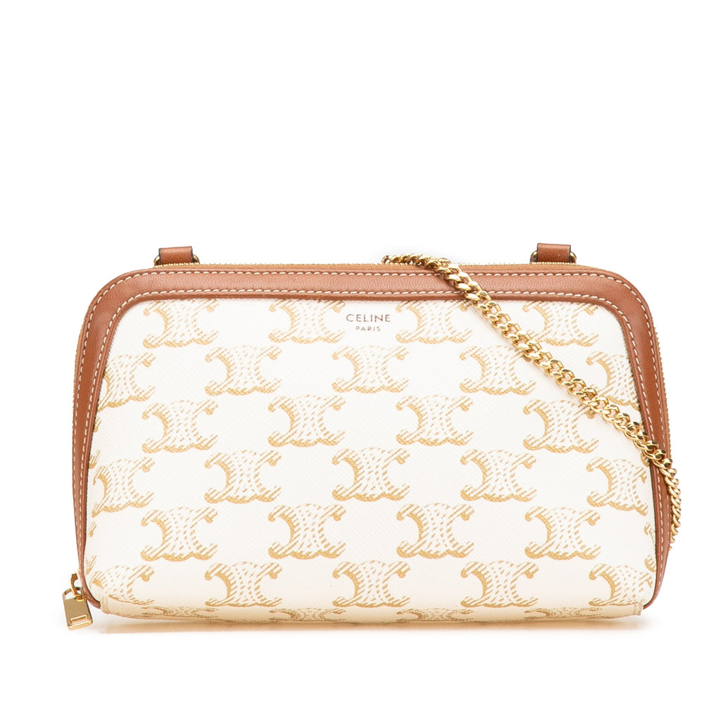 Triomphe Coated Canvas Clutch On Chain