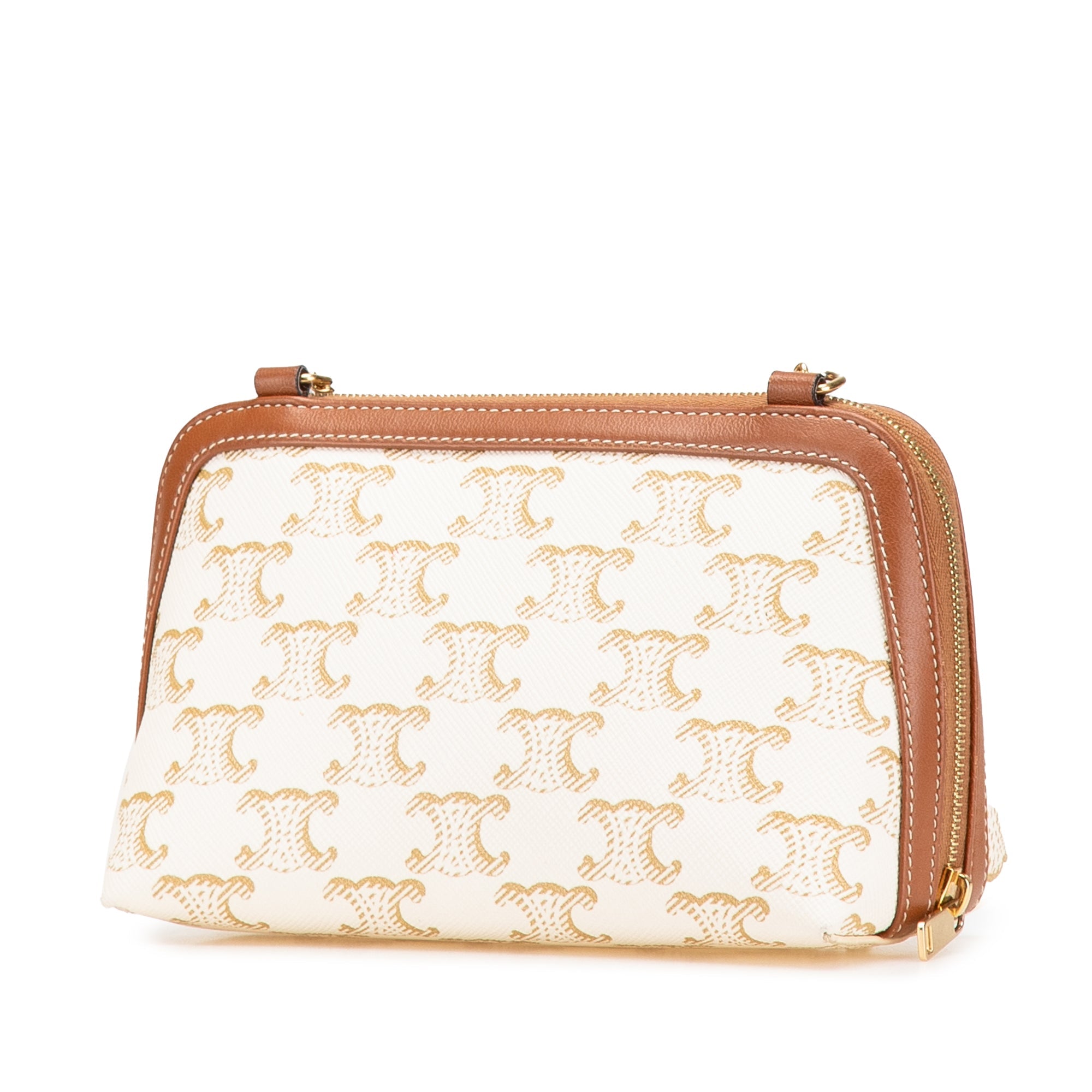Triomphe Coated Canvas Clutch On Chain