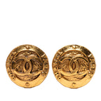 Gold Plated CC Round Clip On Earrings