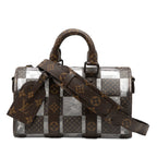 PVC and Monogram Chess Keepall Bandouliere 25