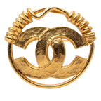 Gold Plated CC Spring Round Brooch
