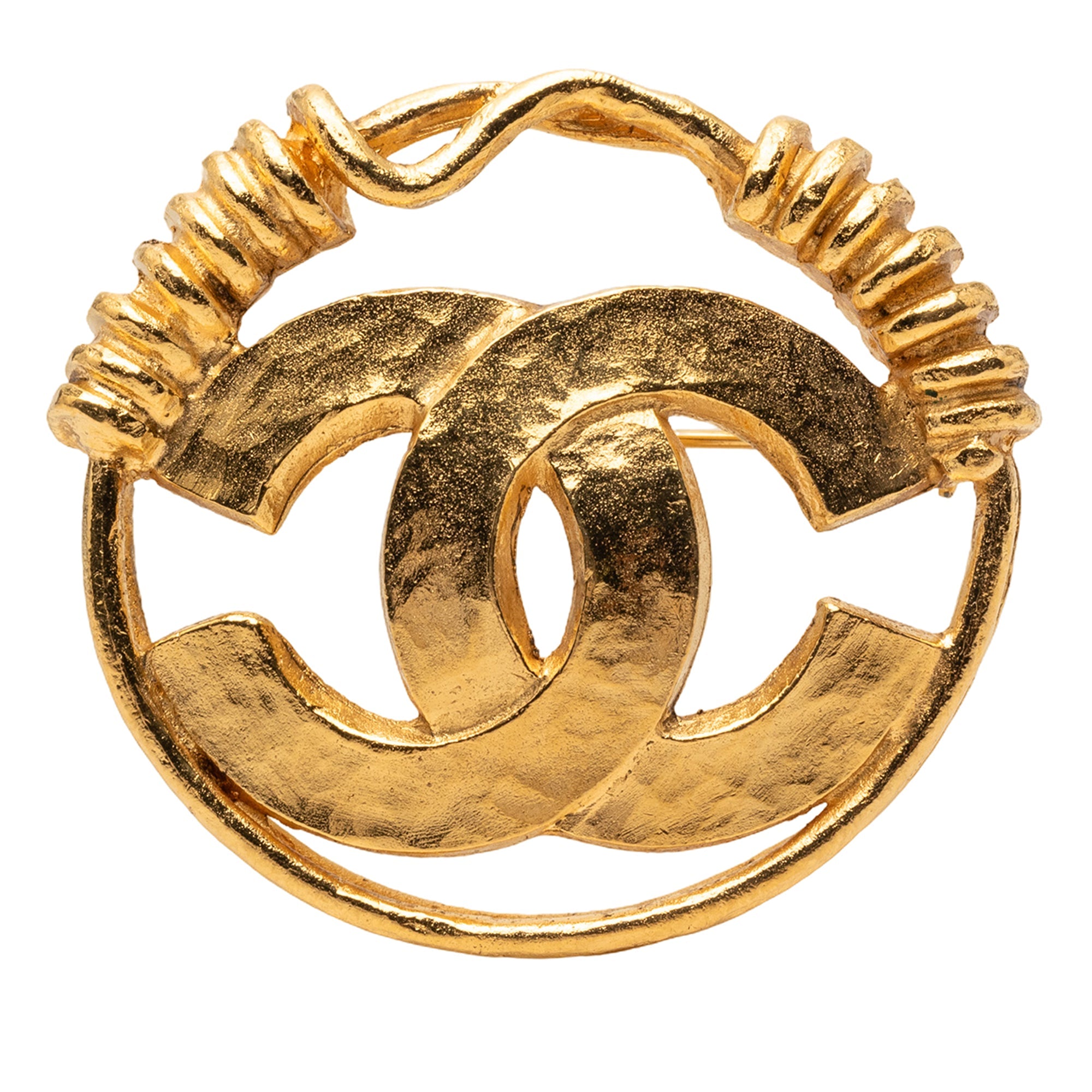 Gold Plated CC Spring Round Brooch