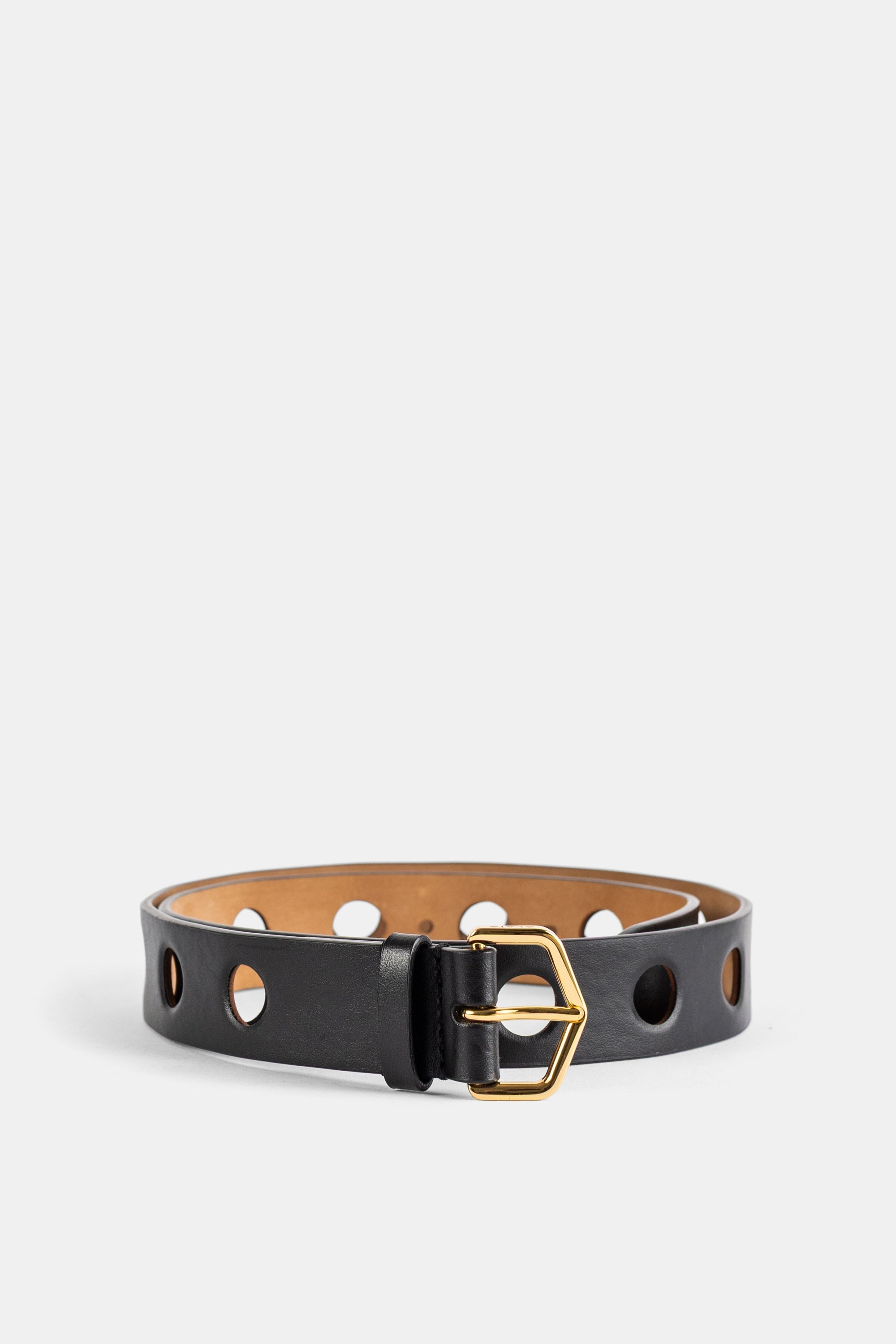 Maison AlaïA Perforated Leather Belt — Black
