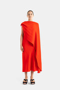 Balenciaga Asymmetric Draped Dress — Red