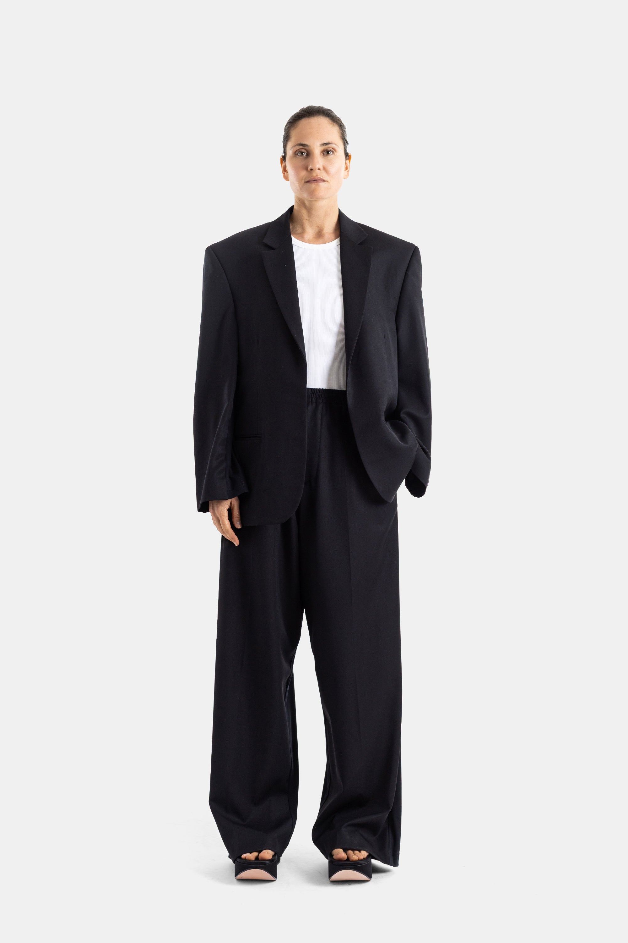 Balenciaga Wide Tailored Trousers — Black