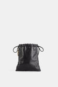 Bea Mombaers Black Leather Drawstring Bucket Bag — Black