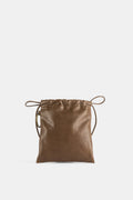 Bea Mombaers Leather Drawstring Bucket Bag — Khaki