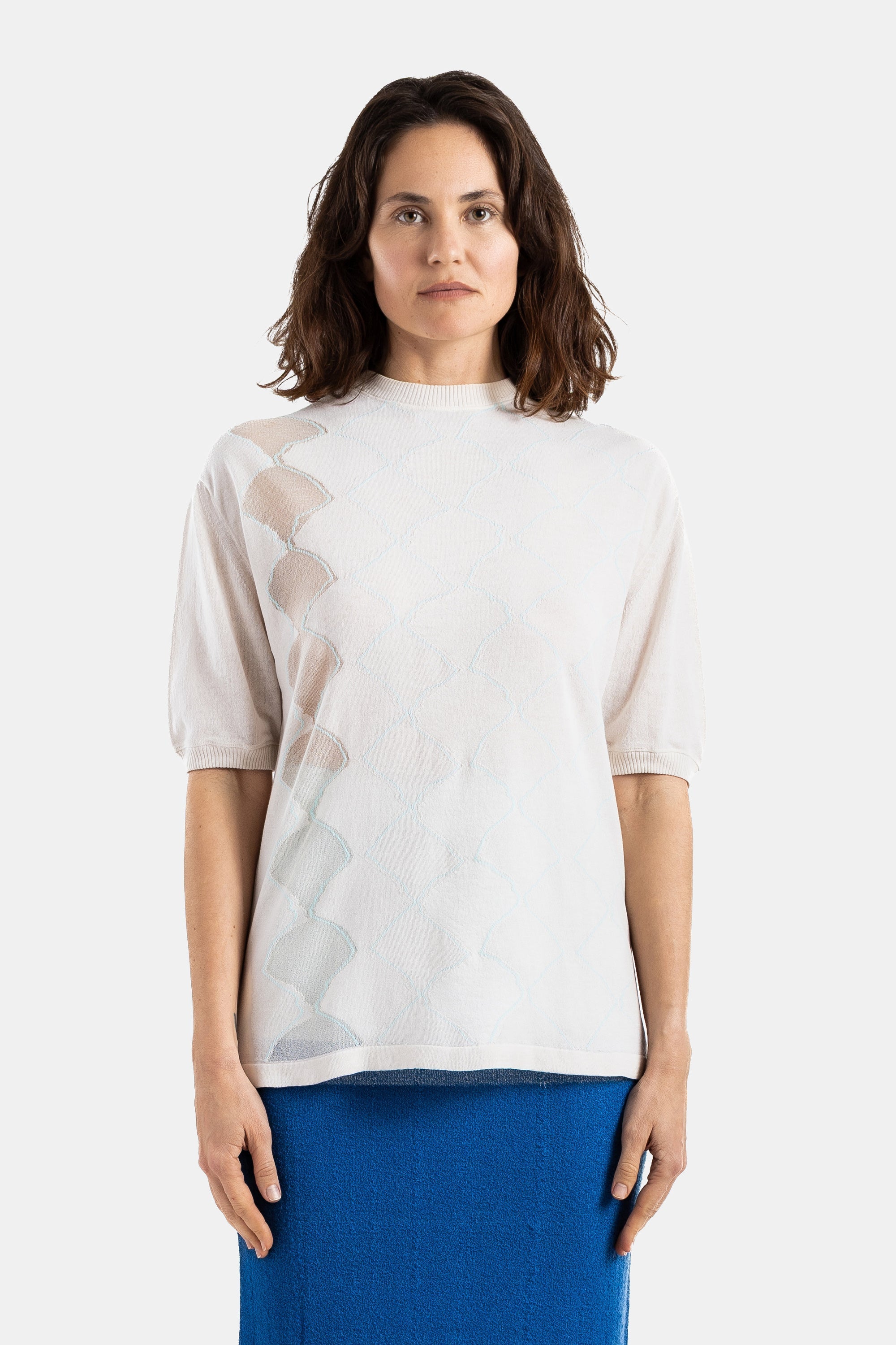Bielo Seashell Argyle Jacquard T-Shirt — Beige