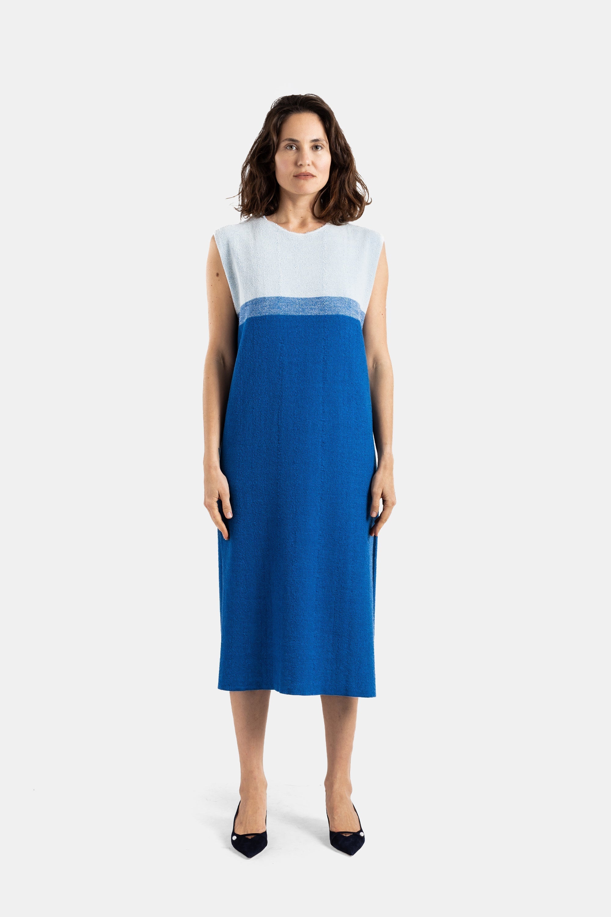 Bielo Double-Face Pile Reversible Dress — Blue