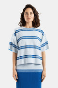 Bielo Double-Face Pile Striped Reversible T-Shirt — Blue