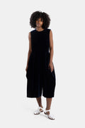 Comme des Garçons Navy Velvet Sleeveless Jumpsuit — Navy