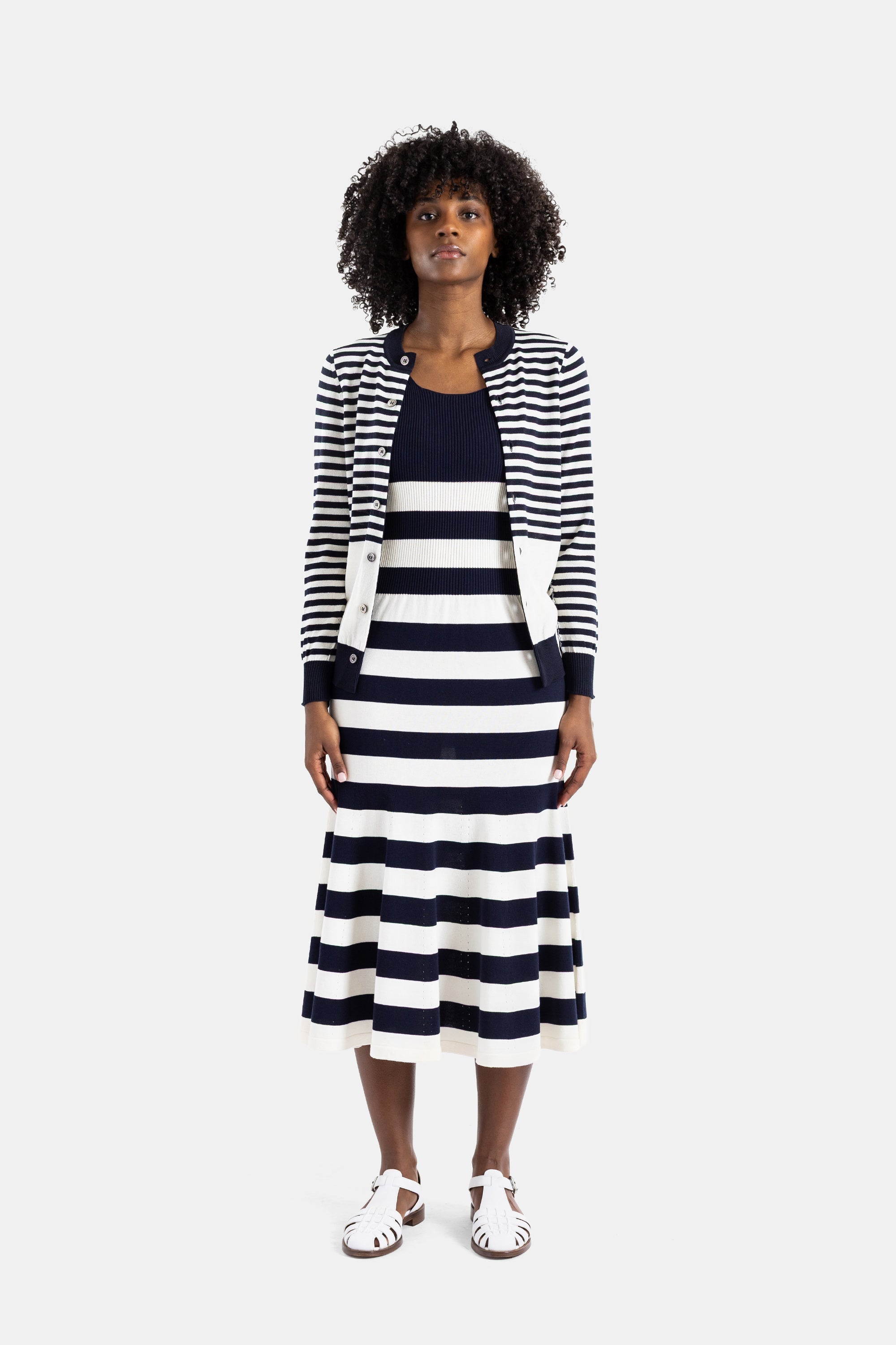 Junya Watanabe Striped Knit Dress — Navy