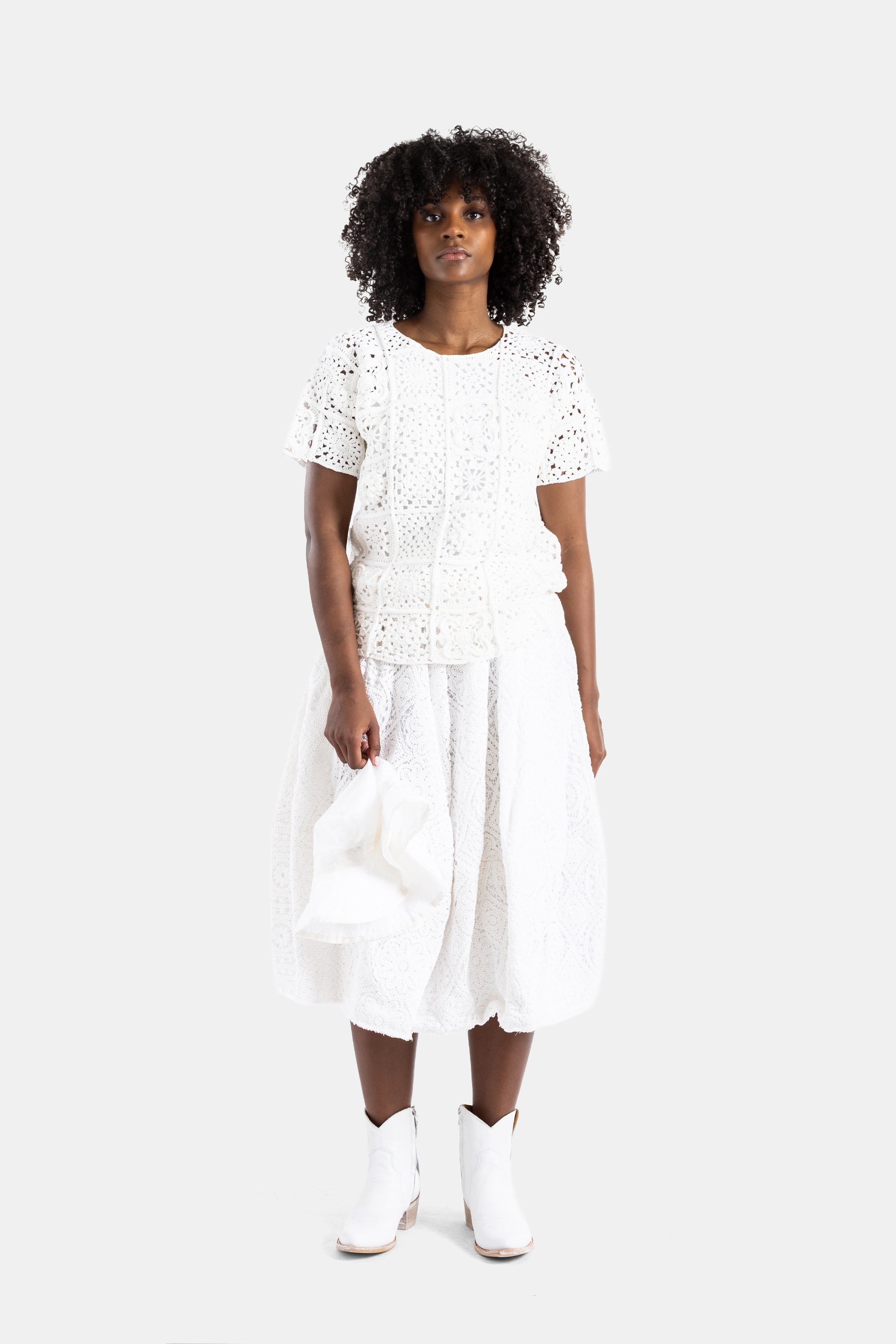 Comme des Garçons Crochet Knit Blouse — White