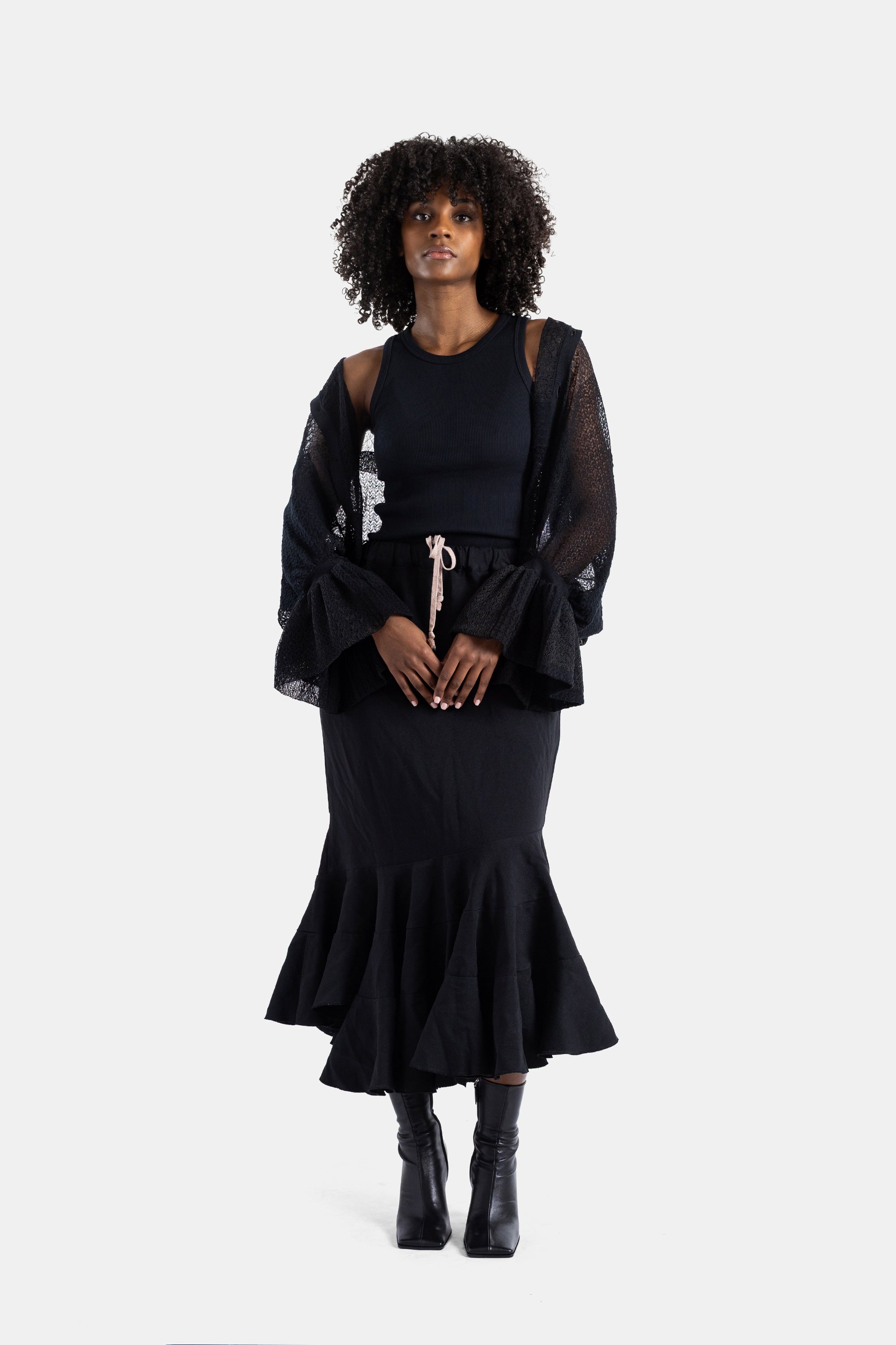 Junya Watanabe Openwork Lace Patchwork Cardigan — Black