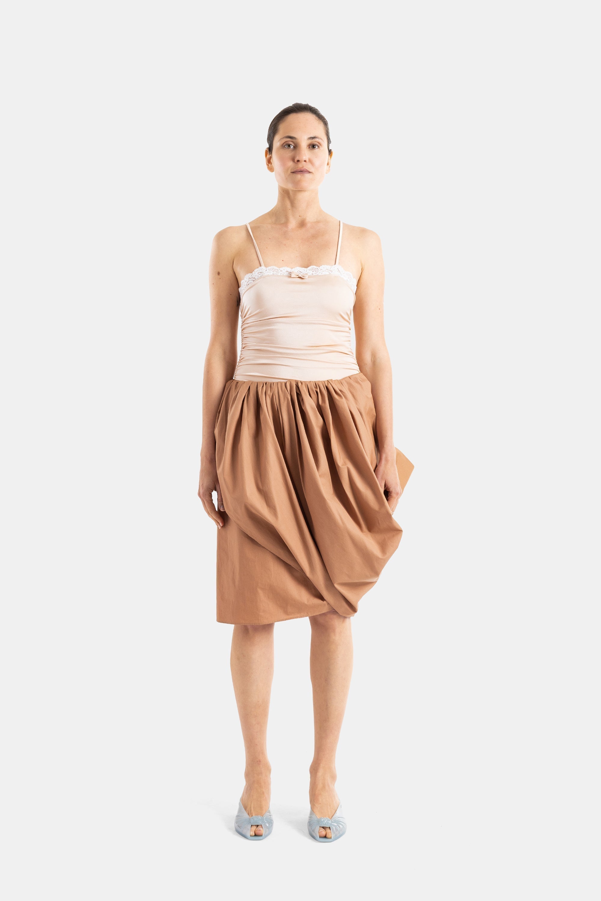 Chloé Draped Camel Skirt — Beige