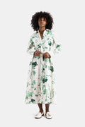 Erdem Botanical Floral Linen Shirt Dress — Green