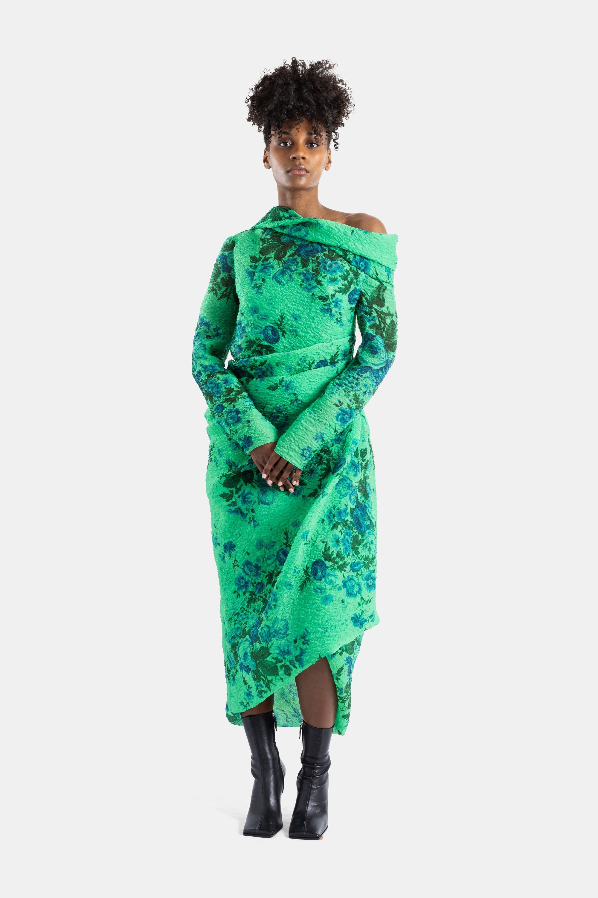 Erdem Floral Linen Midi Dress — Green