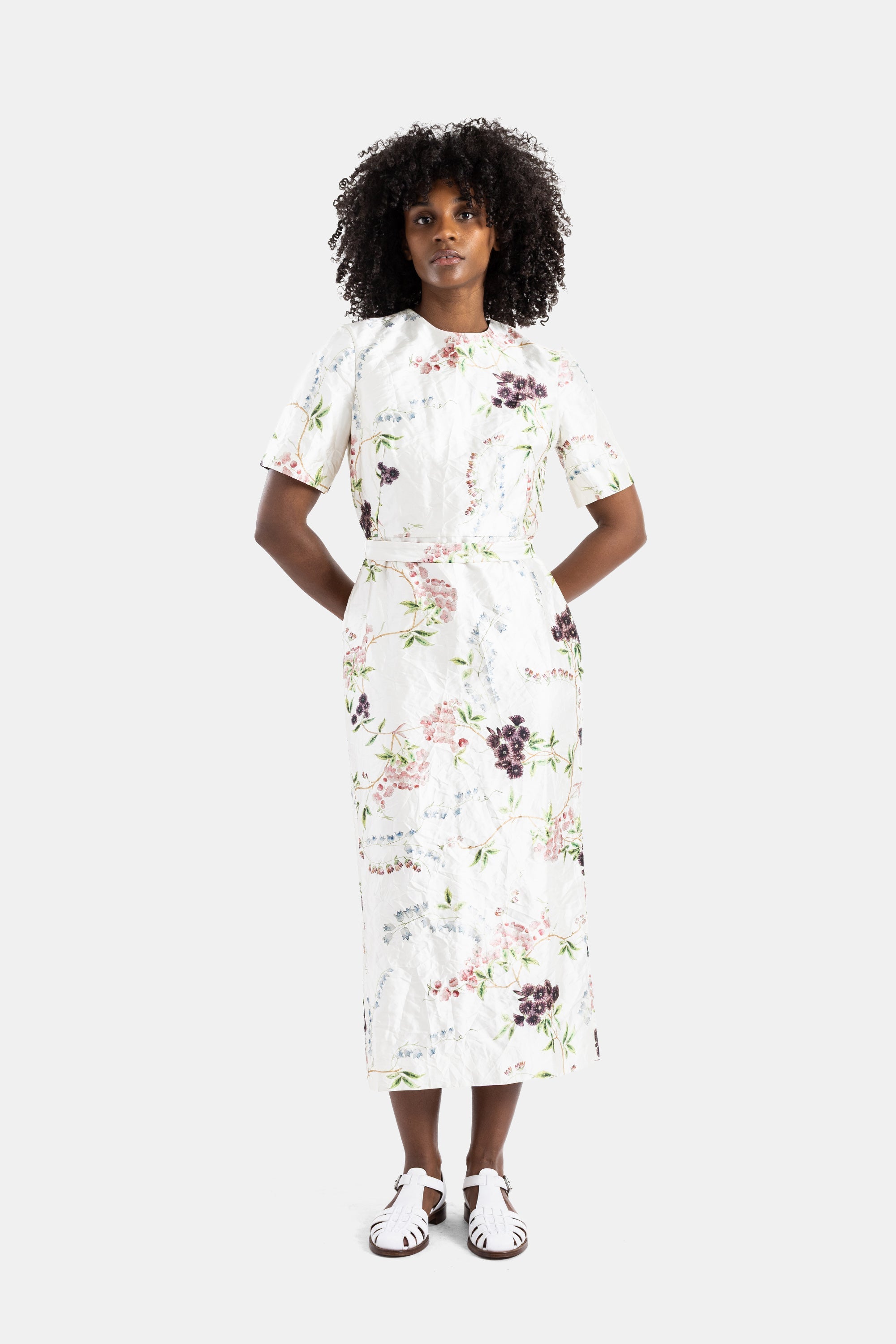 Erdem Floral Satin Dress — White
