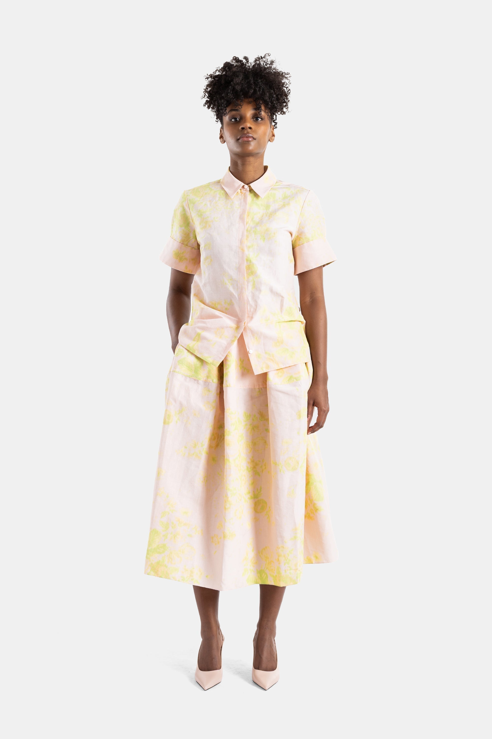 Erdem Chartreuse Floral Print Shirt — Pink