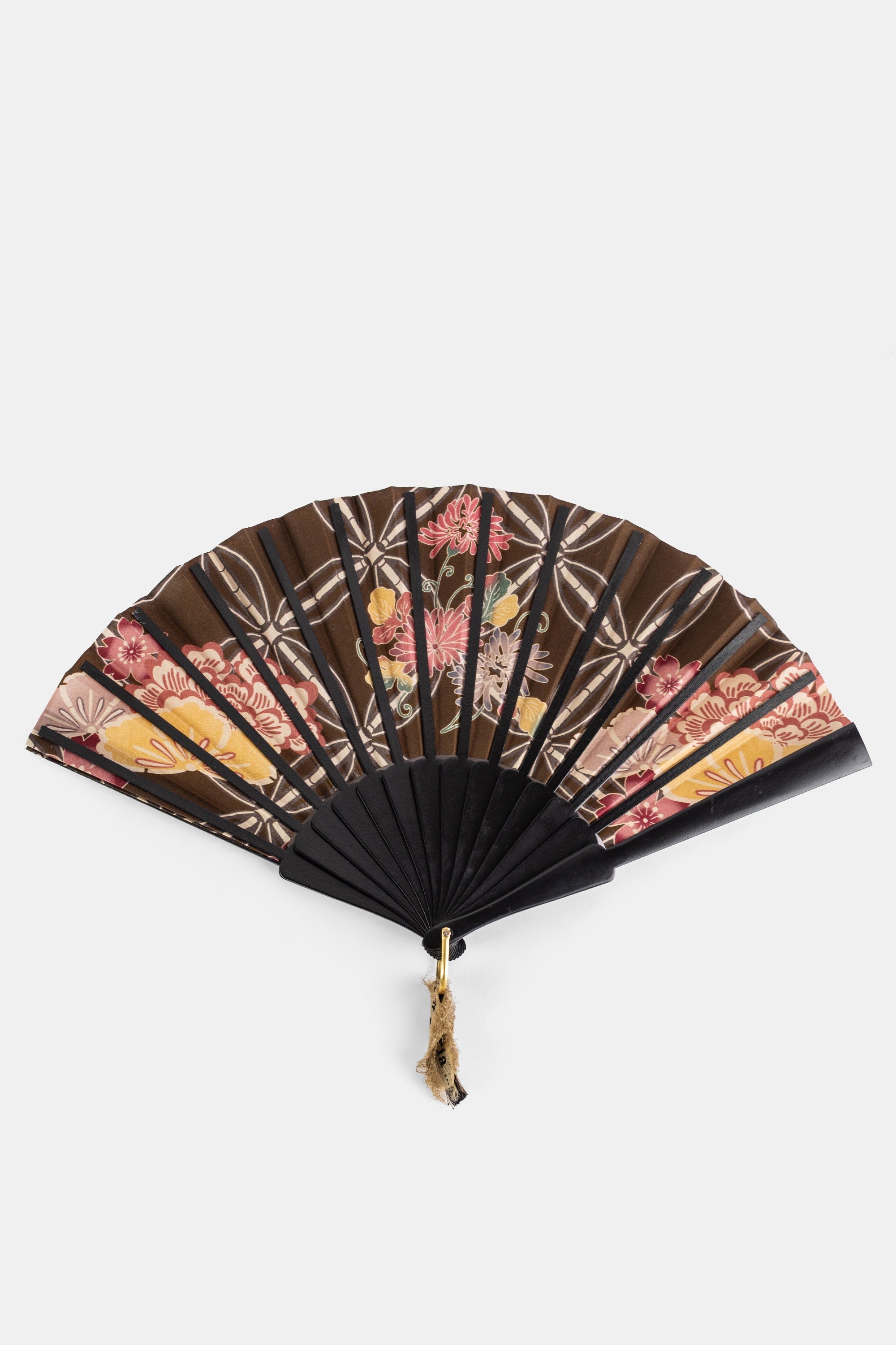 The House Of Lyria Floral-Printed Cotton Fan — Brown