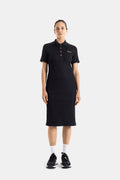 Moncler Piqué Knit Polo Polo Dress — Black