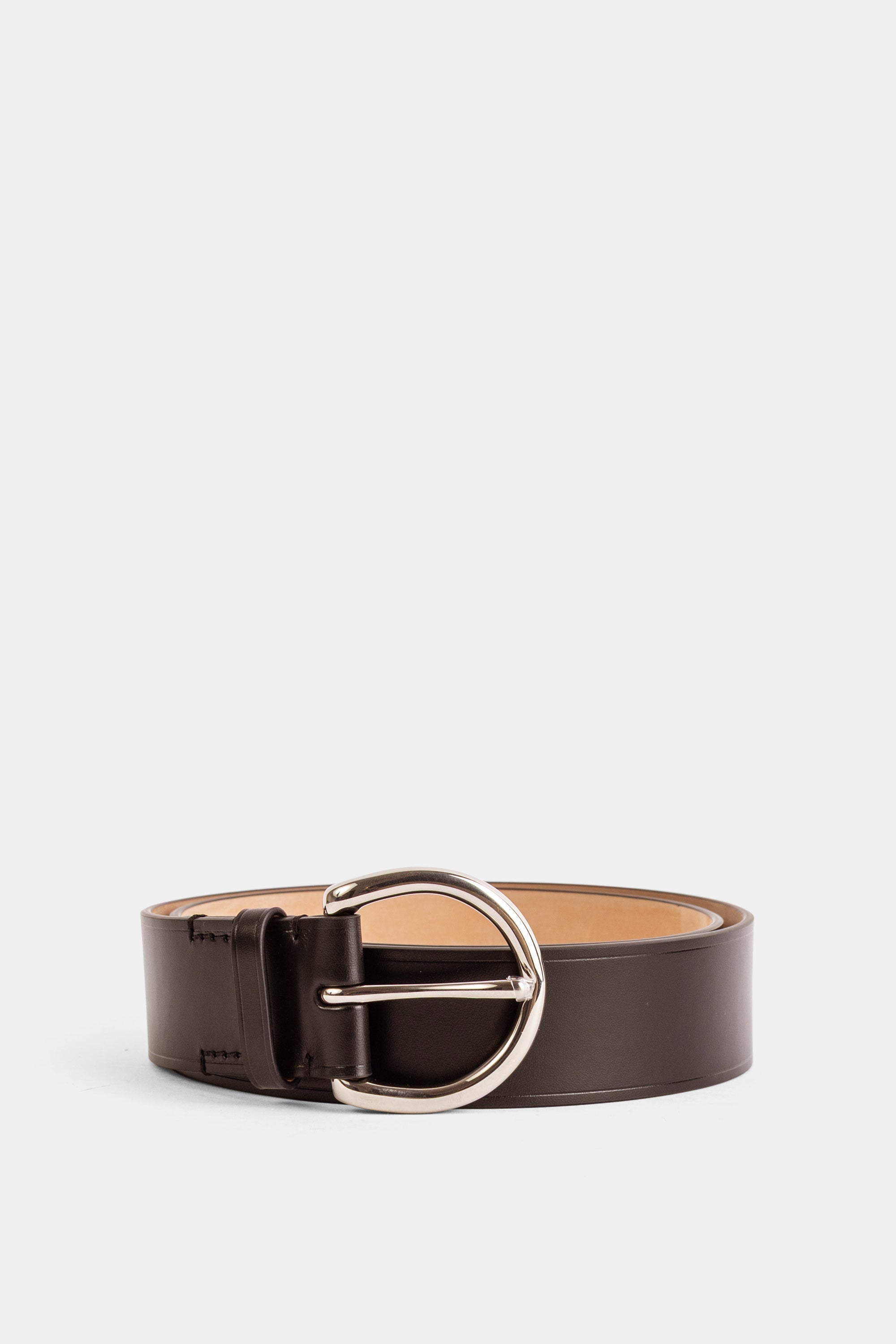 Phoebe Philo Circular Buckle Cognac Leather Belt — Brown