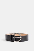 Phoebe Philo Round Buckle Leather Belt — Black