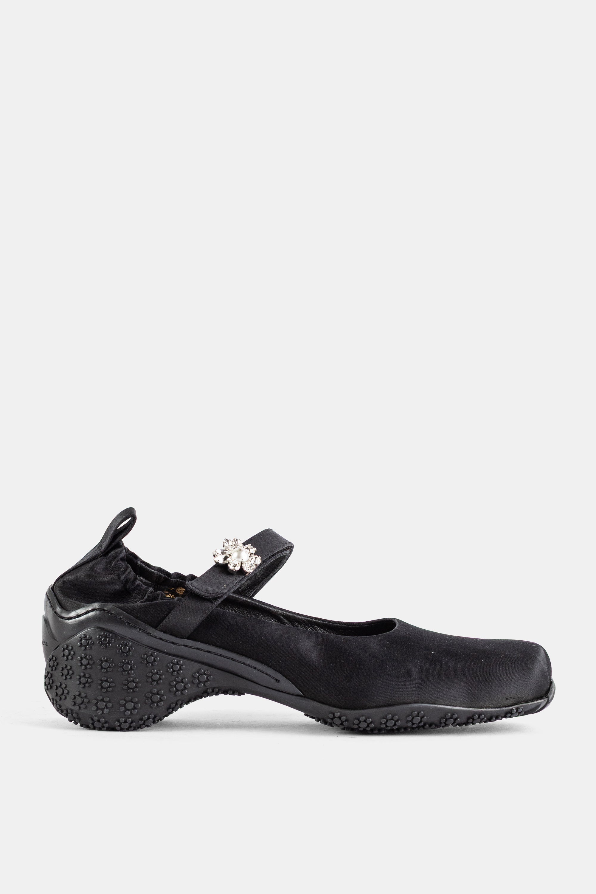 Simone Rocha Satin with Crystal and Pearl Strap Sandal — Black