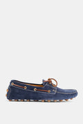 Tod's Suede Leather Boat Shoe Loafer — Navy