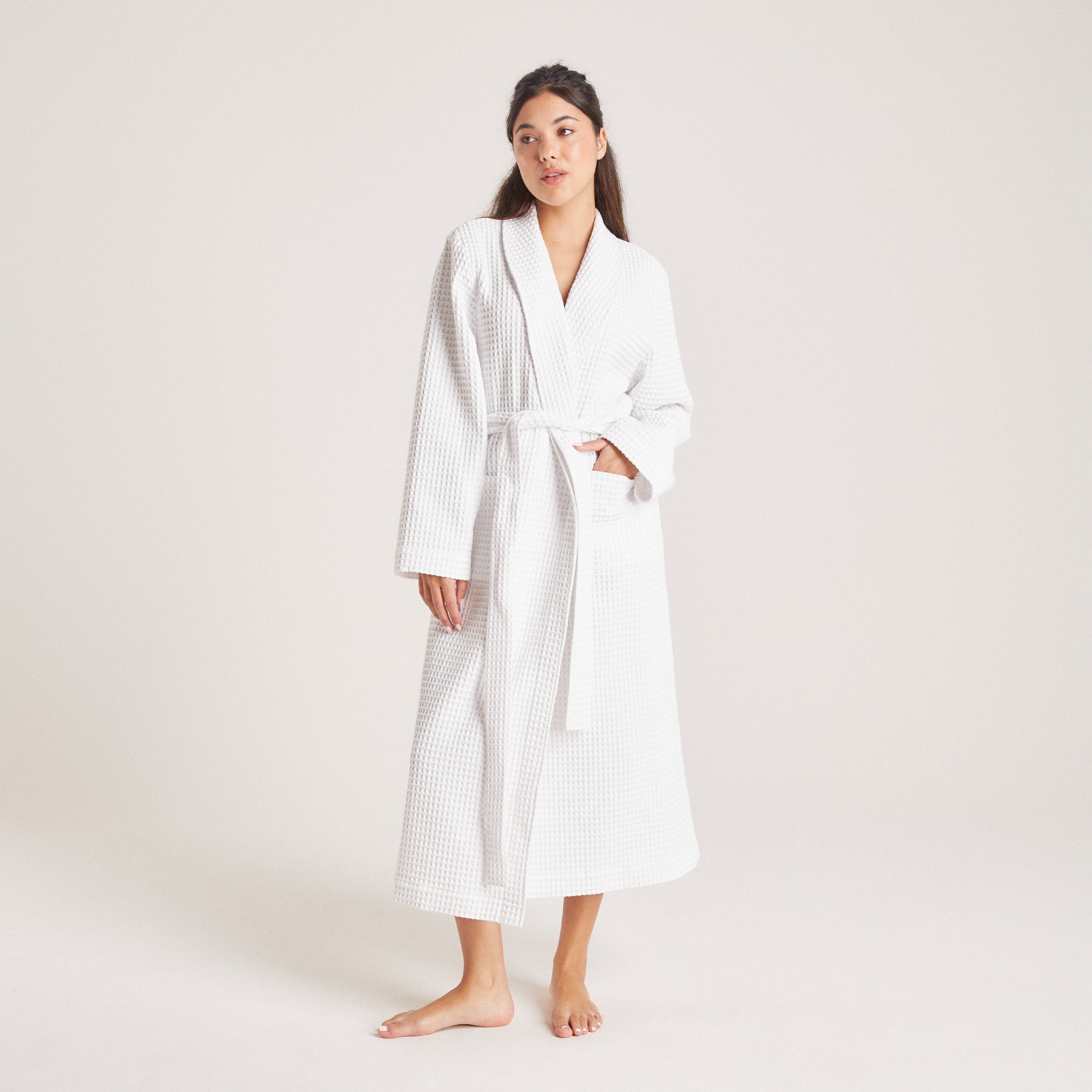 Lounge Underwear Waffle Dressing Gown - White
