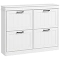 4-Drawer Entryway Shoe Cabinet, Slim Shoe Cabinet w/ Adjustable Shelves for 20 Pairs, White