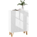 Narrow Shoe Cabinet with Adjustable Shelves for 15-20 Pairs of Shoes, High Gloss White