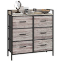 Bedroom Chest of Drawers, Fabric Dresser with 6 Drawers & Open Shelf , Grey Wood Effect