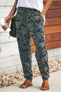 Casual Pockets Drawstring Camo Joggers