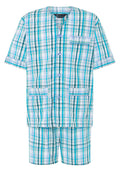 Pijama Hombre Verano Corto Judo Algodón Popelín Cuadros - Azul 4011_40
